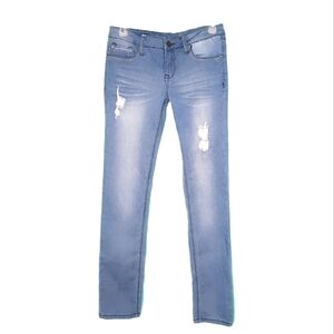 Vigoss The Jagger Skinny Light Wash Distressed Low Rise Girls Jeans Size 12